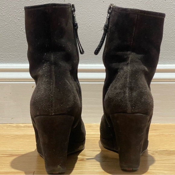 Prada Sport Brown Suede Ankle Sock Wedge Boots - Size 8 - Picture 7 of 16